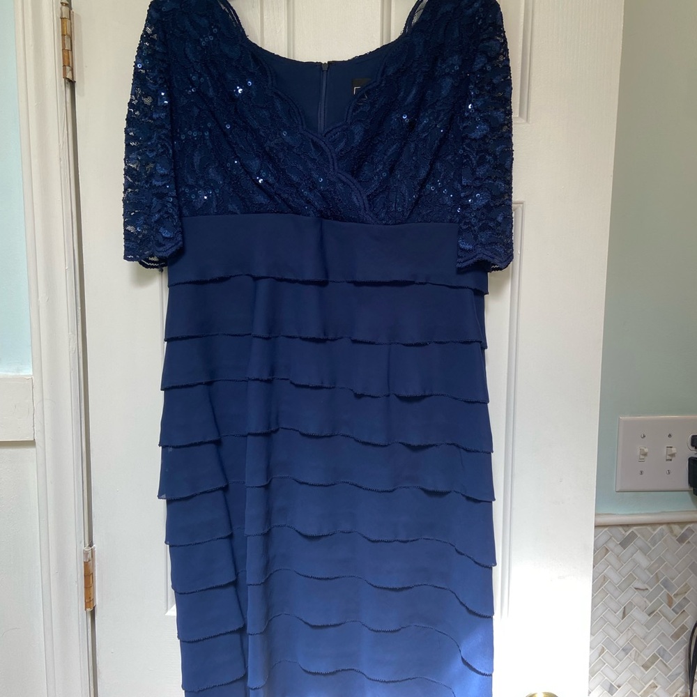 FINAL PRICE Elegant Navy Blue Lace Dress by Alex Evenings